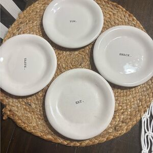 Rae Dunn Cream Ceramic Plate Set with Text